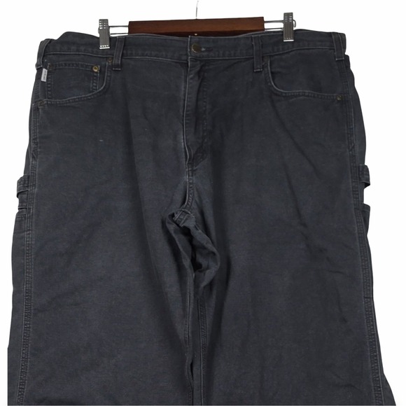 Carhartt B159 Canvas Carpenter Pants Mens 40x32 Black Loose Fit Workwear Utility - Picture 3 of 10